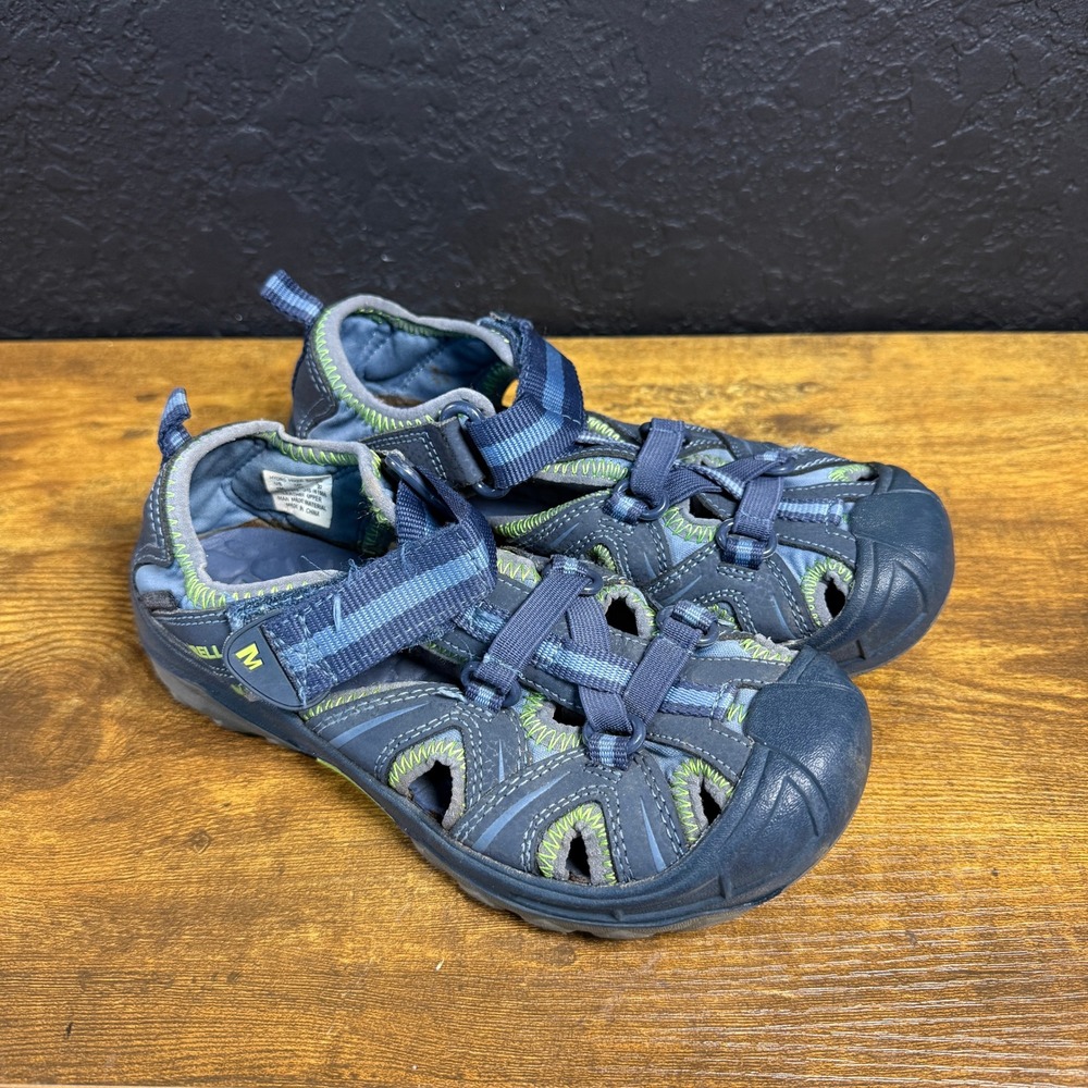 Merrell Hydro Hiker MC53375 Blue Leather Water Hiking Sandals Kids Size 1M